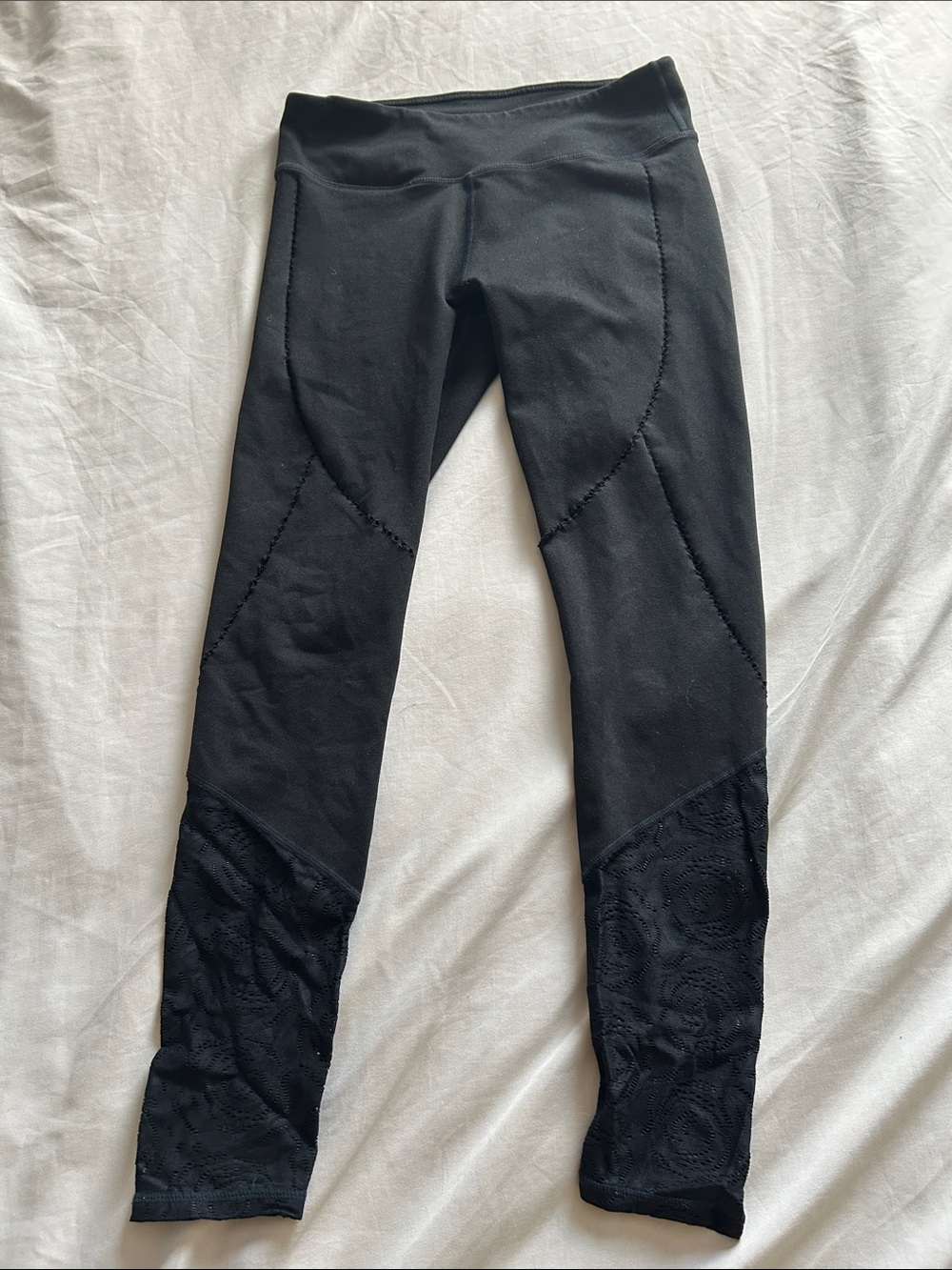 Fabletics Black Leggings with Lace Insets